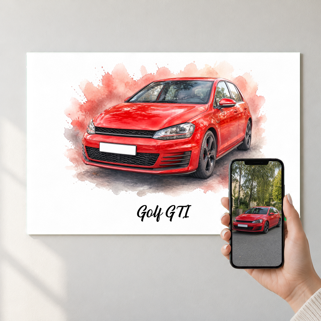 Auto Poster vom Foto – dein Auto als Aquarell-Poster – Auto Poster – Foto auf dem Handy quer