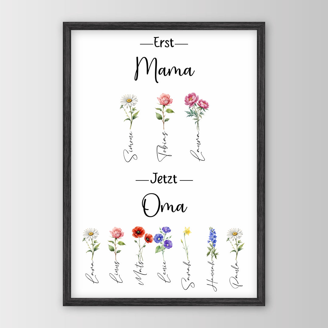 Erst Mama, jetzt Oma - Personalisiertes Poster – Poster 21x30 Schwarz