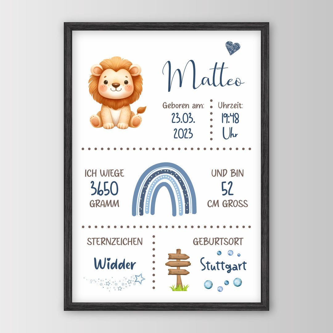 Geburtstafel - Personalisiertes Poster – Poster 21x30 Schwarz