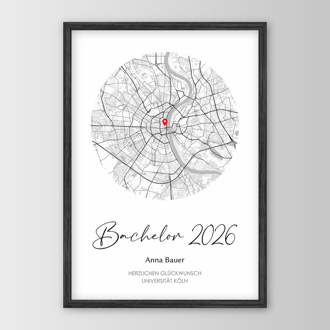 Geschenk zum Bachelor - Personalisiertes Poster – Poster 21x30 Schwarz