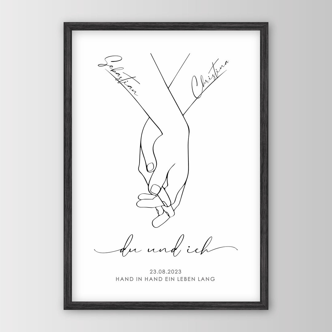 Hand in Hand - Personalisiertes Poster – Poster 21x30 Schwarz