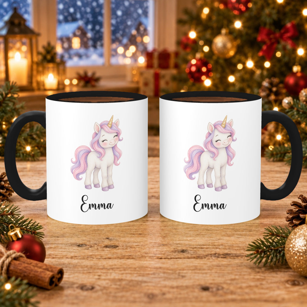 Personalisierte Kindertasse – Lieblingsmotiv – Weihnachten Kakao – Schwarz · kinder-tasse-motive