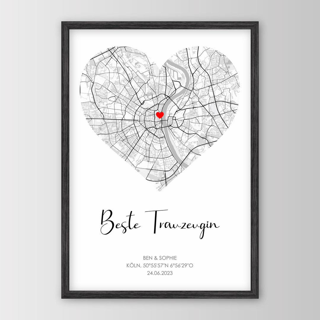 Trauzeugen Geschenk - Personalisiertes Poster – Poster 21x30 Schwarz