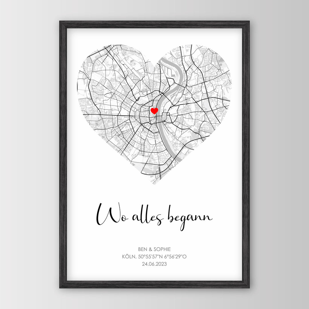 Wo alles begann - Personalisiertes Poster – Poster 21x30 Schwarz